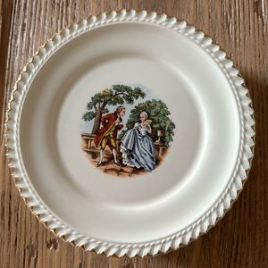 Vintage Set of 6 Romantic Couple Center Salad Bread Plates